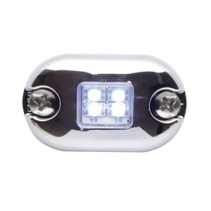 Led White Illumination Light with Clear Lens. Chrome Housing, OS Series. Part #0SC0EDCR