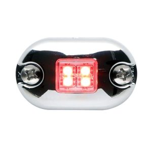 Whelen Engineering, OS Steady-Burn Warning, Red Chrome Oval LED Light. 4 LED warning, 1 flash pattern with clear lens. Part #0SR00FCR