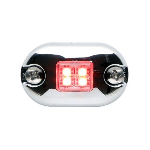 Whelen Engineering, OS Series, Oval Steady-Burn LED Light Red, Chrome Housing. Part #0SR00SCR