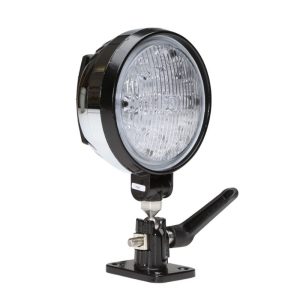 Whelen Engineering, 12-Super-LED Flood Light, 24Volt, PAR 36 Round Work Light with Pedestal/Swivel Mount. Black Housing w/Chrome Rear Cover. Part #PFBP12C4