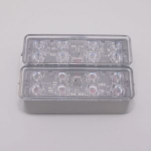 Code 3 Public, LED Stacked Dual Lighthead, Flashing LED X, Side by Side Optix. Amber/Amber -Aluminum Bezel. Part #LXEX2F-AA