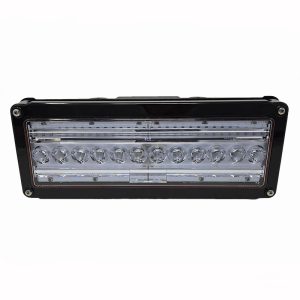 Fire Research, Spectra Max LED Brow Flat Mount 28K 240V Black Scene Light. Attach to any Flat Surface, such as a Cab Roof. Part #SPA850-J28-BOB