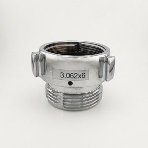 Elkhart Brass, Hose Fitting Featuring Female Free Swivel with specific Thread Patterns, Proprietary "PITT" Threading. 3.062 X 6 TPI. Part #63069L01